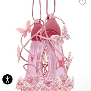 Pink Butterfly Embellished Women's Heels